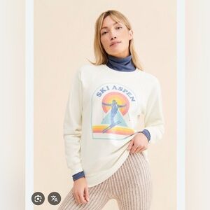 Retro brand ski aspen white sweatshirt Anthropologie small